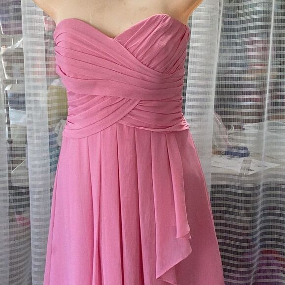 David’s Bridal Crinkled Chiffon Short Dress Pink Women’s 6 Bridesmaid Party - Picture 5 of 8